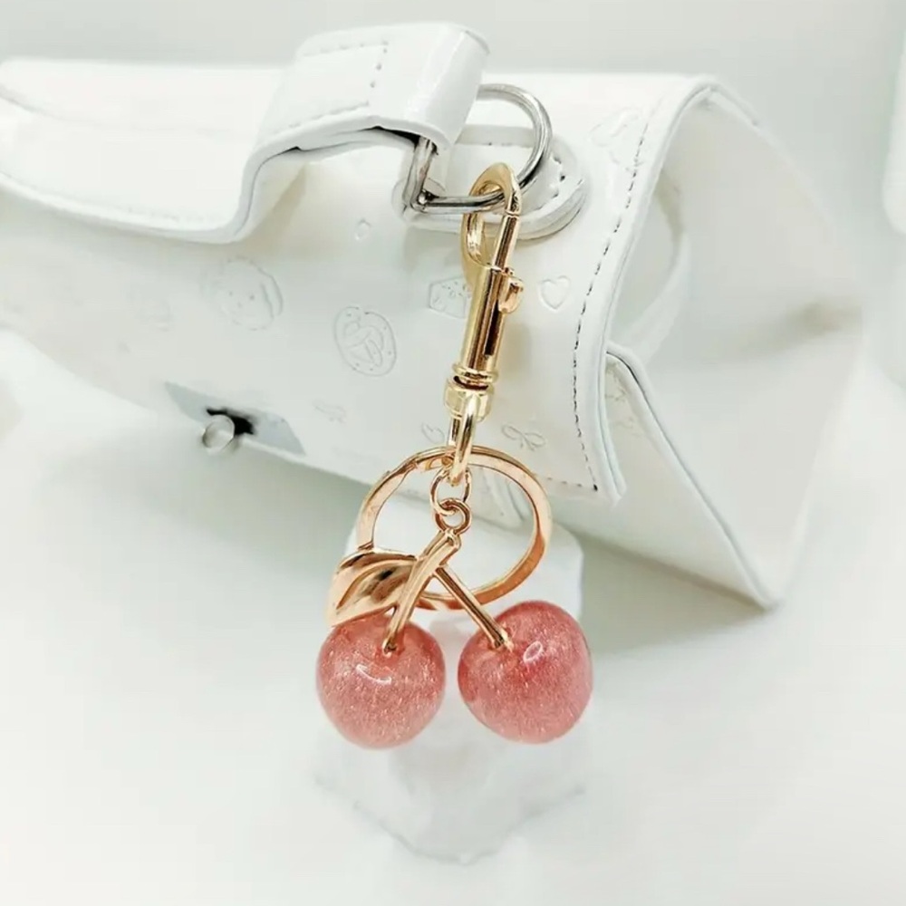 Pink Cherry Keychain